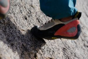 Climbing with women's La Sportiva Climbing shoe